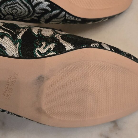 Zara Basic Floral Tapestry Loafers in Black, Green, and White - Picture 8 of 8